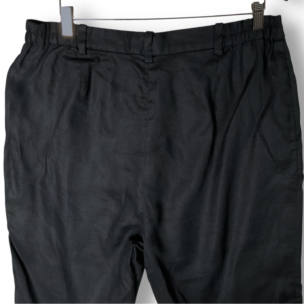 Lauren Ralph Lauren 100% Linen Crop Pants Sz 16 W Black Lined Coastal - Picture 6 of 9
